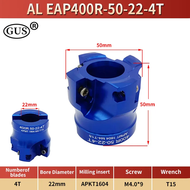 EAP 400R BAP400R 40 50 63 80 100 125 160 90 ° Aluminum Alloy Milling Cutter Head for inserted APKT1604 CNC FMB Tool Holder Lathe