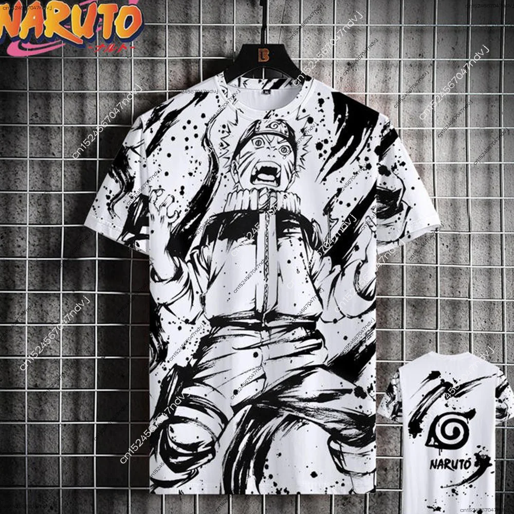 

2025 Japanese Anime Naruto 3D Printed Summer Short Sleeve T-shirt Men/Women Ink Style Street Casual Clothing Kids Cartoon Tops