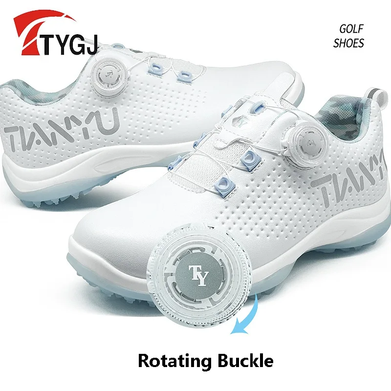 TTYGJ Women Breathable Waterproof Golf Shoes Ladies Quick Lacing Sport Sneakers Women Anti-slip TPU Golf Shoes Casual Footwear