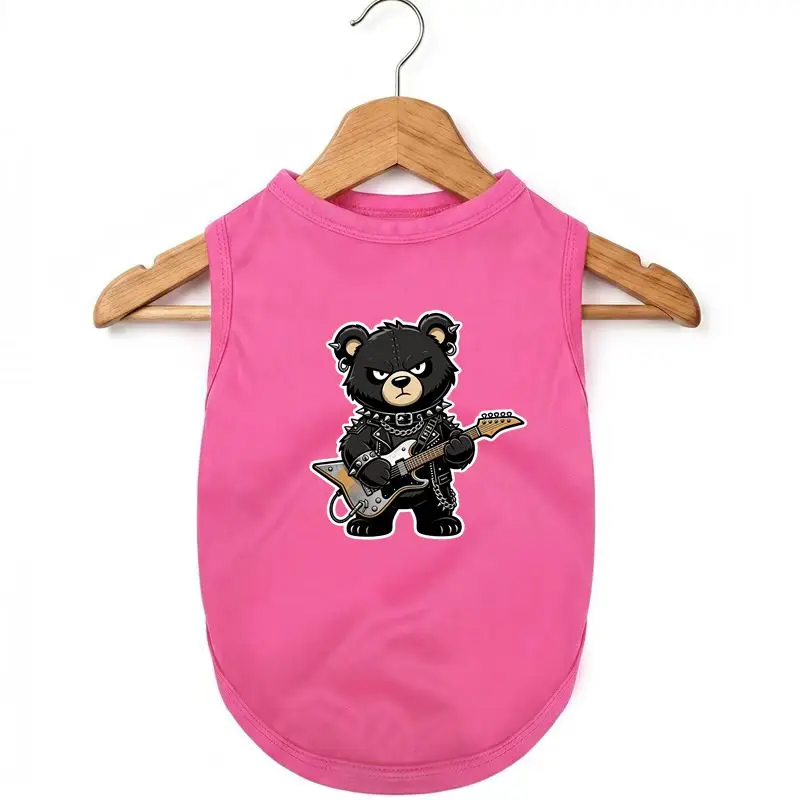 

Cool Dog Vest Rock Bear Print, Summer Breathable Puppy Clothes, Lightweight Pet Tank Top