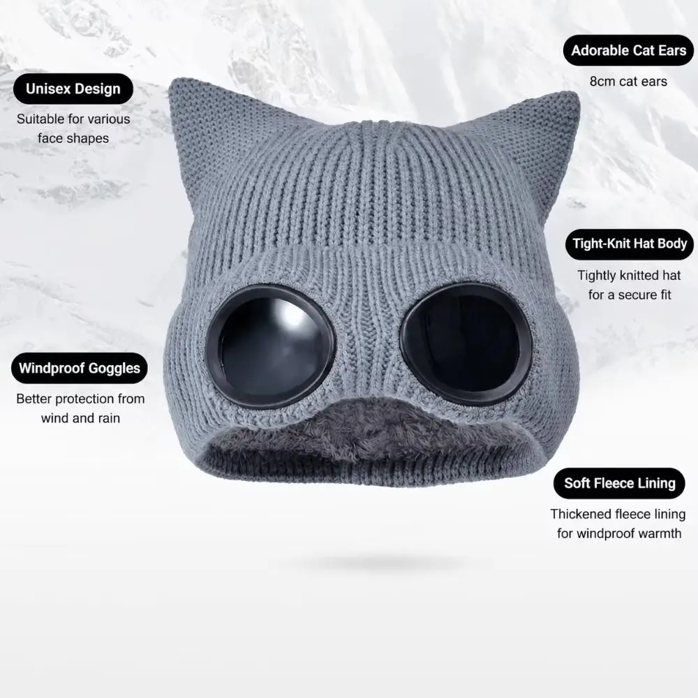 Cute Removable Glasses Winter Glasses Caps Windproof Ear Protection Warm Ski Mask Hats Neck Protection Thickened Knitted Hat Men 3
