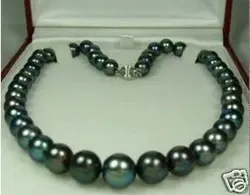 Nice 8-9mm Black Tahitian Natural Pearl Necklace 18