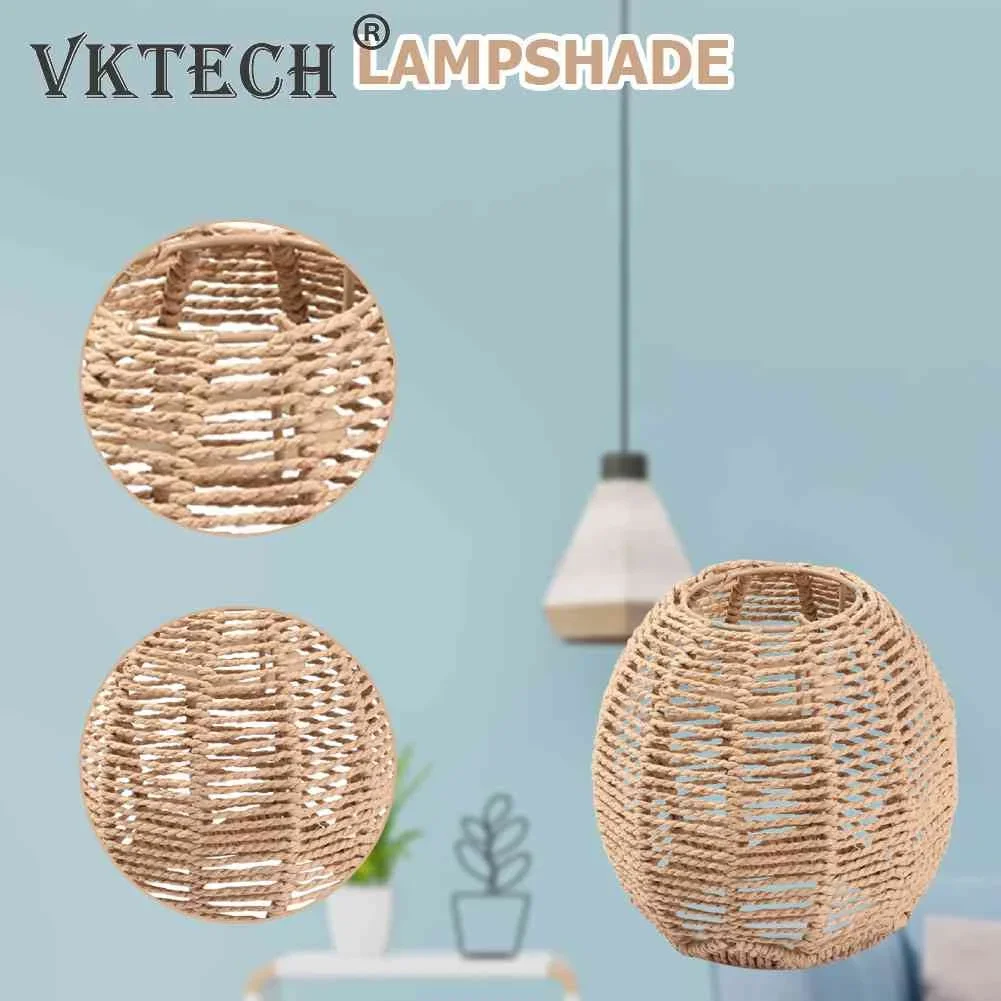 1pc Simulated Rattan Lamp Cover Handmade Woven Chandelier Vintage Lampshade Home Decor Hanging Pendant Bedroom