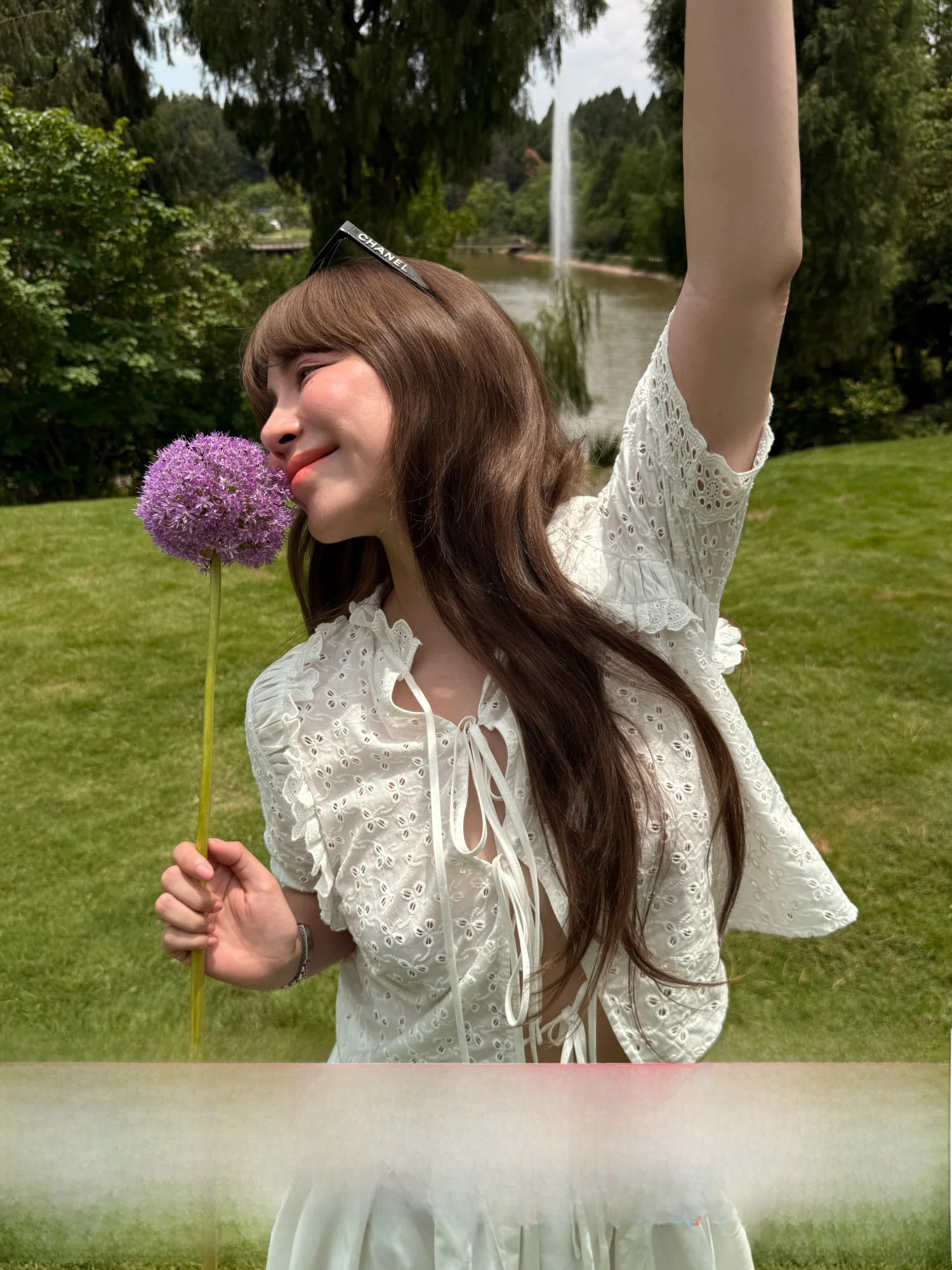 

Летний двусторонний топ 3ts с кружевной отделкой и поясом, ажурный, для женщин, для повседневной носки, из чистого хлопка, с рукавами-фонариками