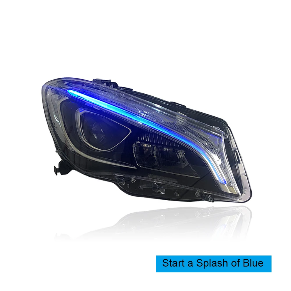 LED Head Light Assemly for Mercedes Benz CLA W117 2014-2019 Plug and Play with LED Day Light Sequential Turning Animation