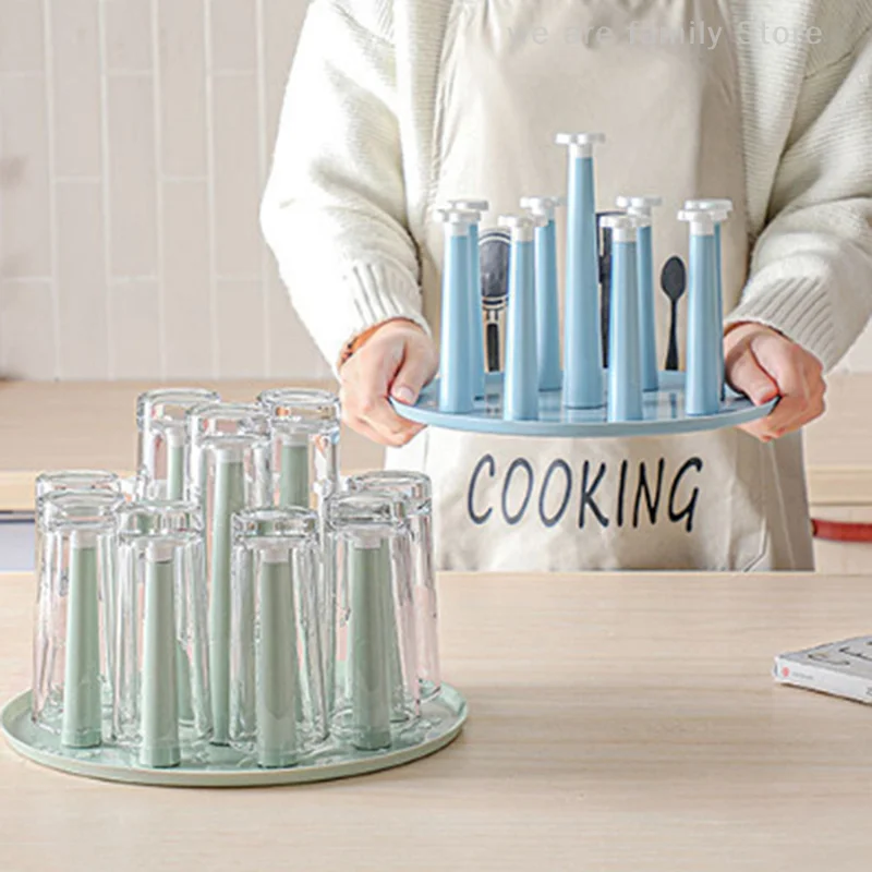

4/9HookHanging Drying Rack Cup Drying Rack Dust-proof Glass Cup Drainer Holder Stand Detachable Bottle Dish Drying Shelf Tray