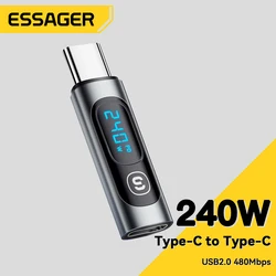 Essager Adattatore USB C da 240 W Tipo C a USB C 3.0 2.0 Connettore OTG Display digitale Adattatore dati 100 W per MacBook Pro Air Samsung