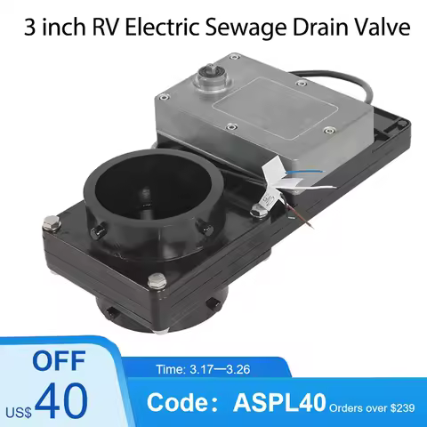 TYTXRV Caravan Accessories 3 inch RV Electric Sewage Drain Valve Camper Caravan Outdoor Electric Knife Water Gate Valve