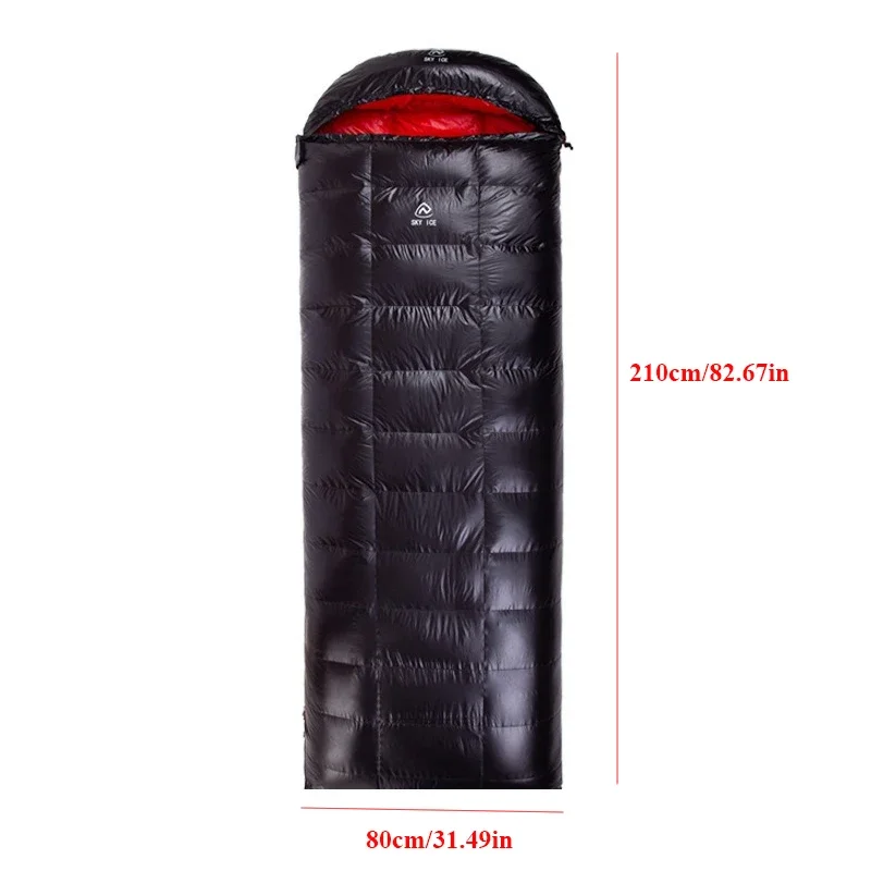 Filling 1200g/1500g/1800g/2000g/2500g/3000g Single Person Adult White Goose Down Envelope Sleeping Bag With Cap Outdoor Camping