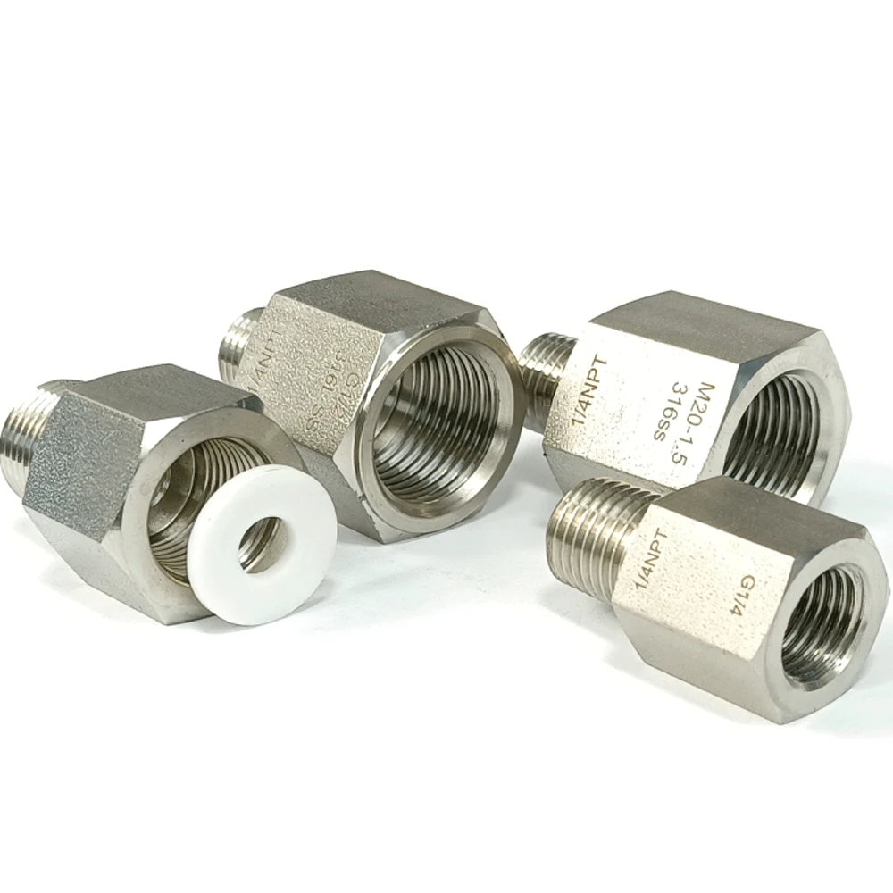 

M20x1.5mm G 1/4" 3/8" 1/2" BSPP Female To 1/4" 3/8" NPT Male SUS316L Stainless Steel Pipe Fitting Connector Coupler Adapter