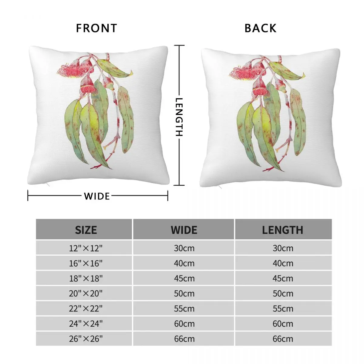 Federa quadrata con fiori in argento principessa eucalipto acquerello federa per cuscino comfort cuscino per auto domestica