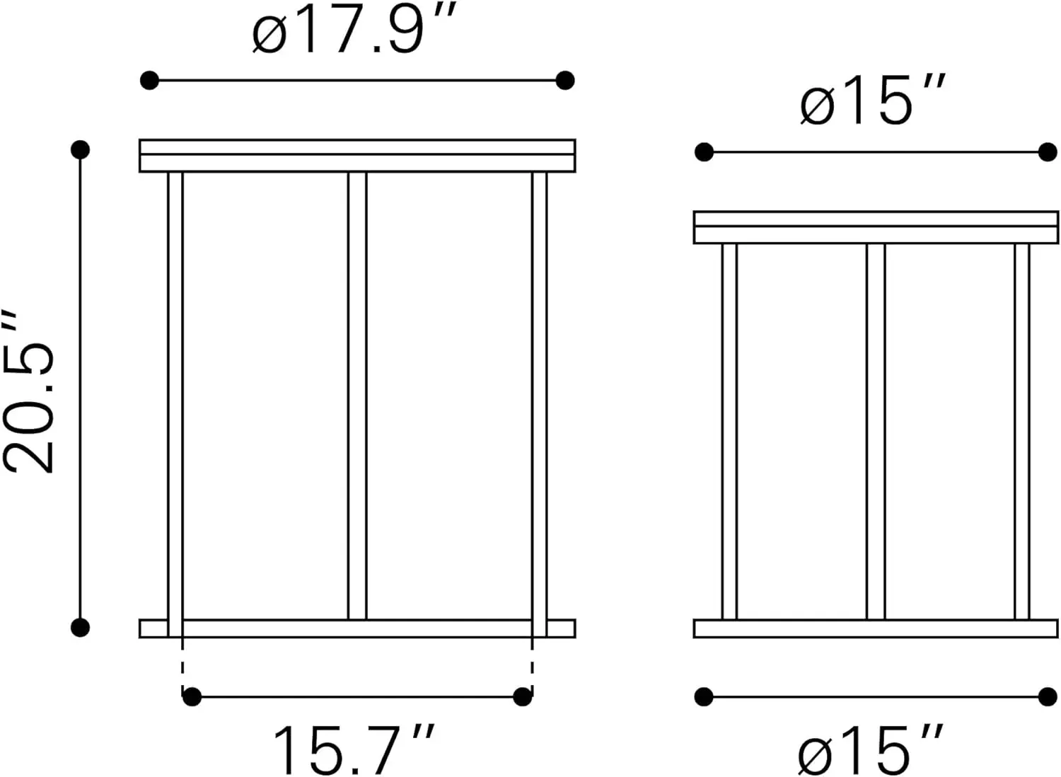 Bari Nesting Table Set (2-Piece) Natural - Side Tables Design - Natural - Made With Mango Wood, Iron