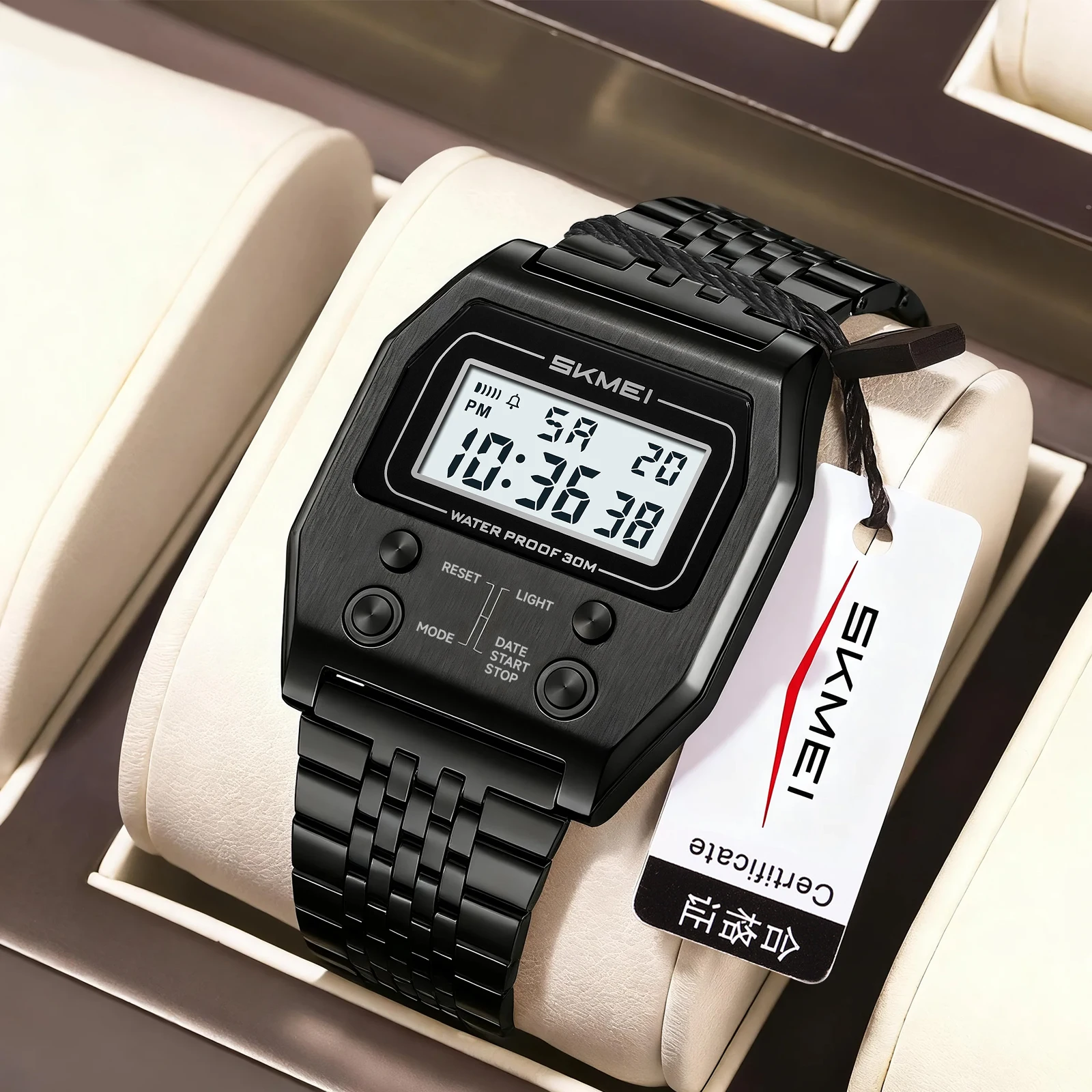 

SKMEI Business Waterproof Digital Electronic Watches For Men Women Simple Stainless Steel Strip EL Light Wristwatch Reloj Hombre