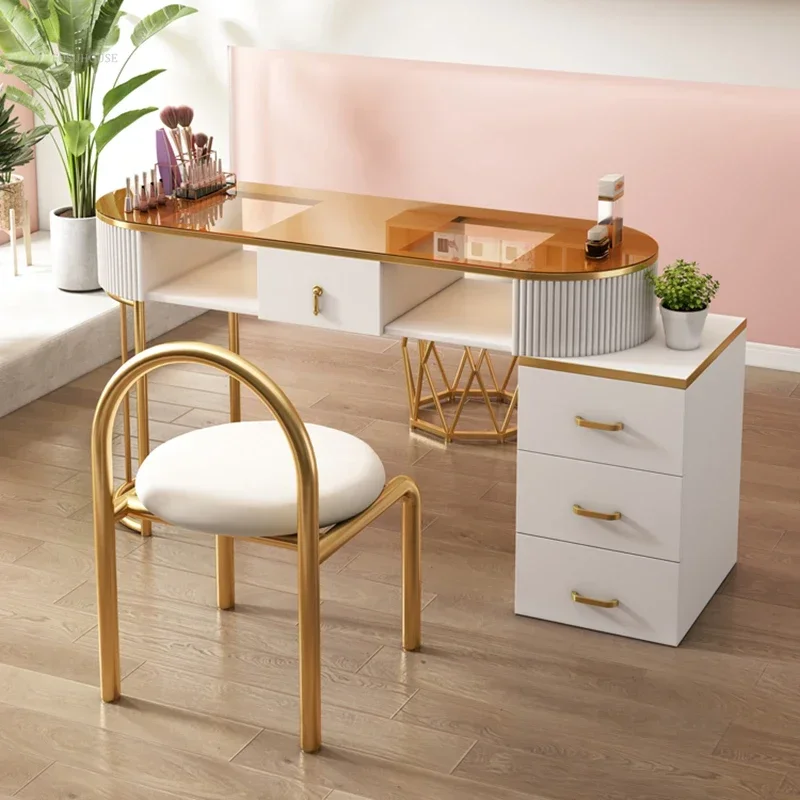 Cream Style Nail Tables Bedroom Dressing Table Beauty Designer Professional Manicure Table Multi-functional Salon Furniture A Q