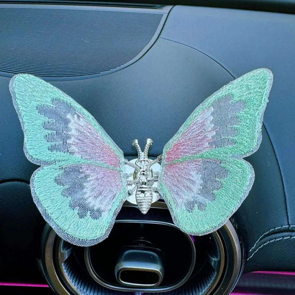 Butterfly Car Ornament for Center Console Air Outlet Adhesive Design Wing-Dancing Butterfly Decor Colorful Car Interior Decorati