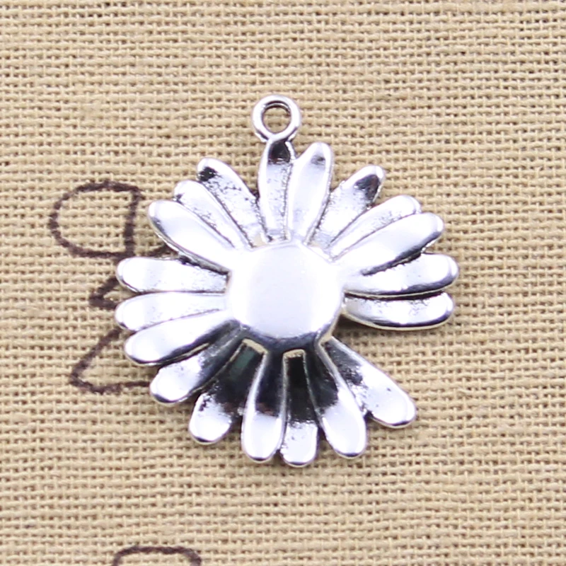 8pcs Charms Daisy Flower Sunflower 28x26mm Antique Silver Color Pendants DIY Crafts Making Findings Handmade Tibetan Jewelry