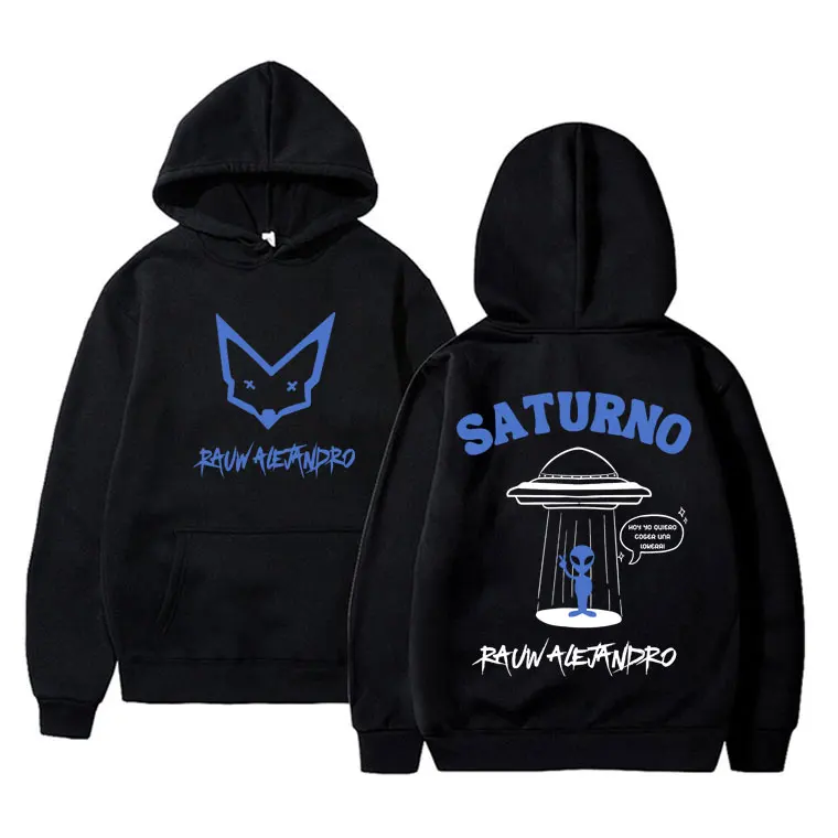 

Rapper Rauw Alejandro Saturno Double Sided Printed Hoodie Male Hip Hop Oversized Hooded Pullover Men Women Fashion Streetwear