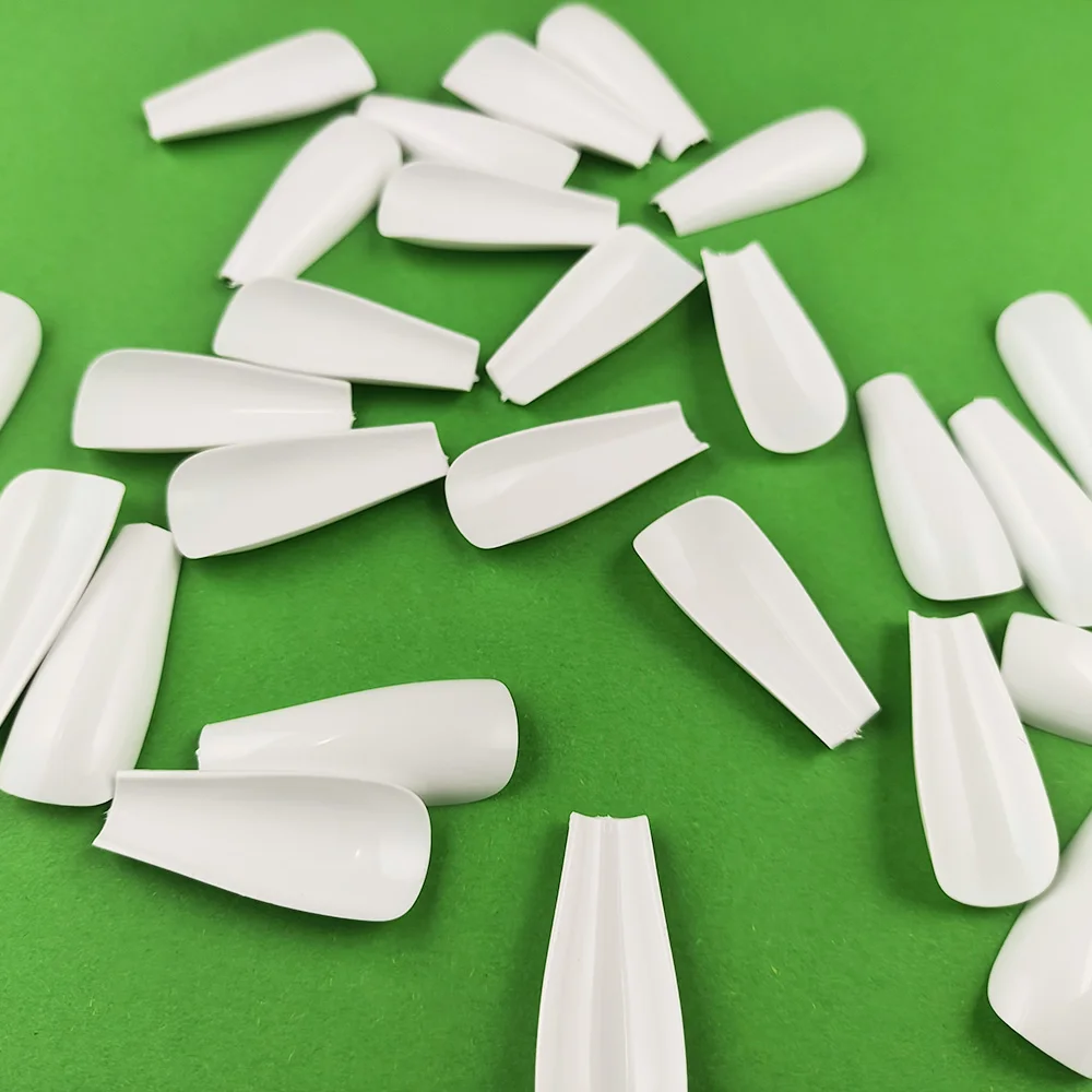 B14 Weiße Farbe, künstliche Nagelspitzen, Einzelgröße, 100 Stück, lange Ballerina-Sarg-Nachfüllung, künstliche Nagelpackung, Größe 0 bis 9, erhältlich
