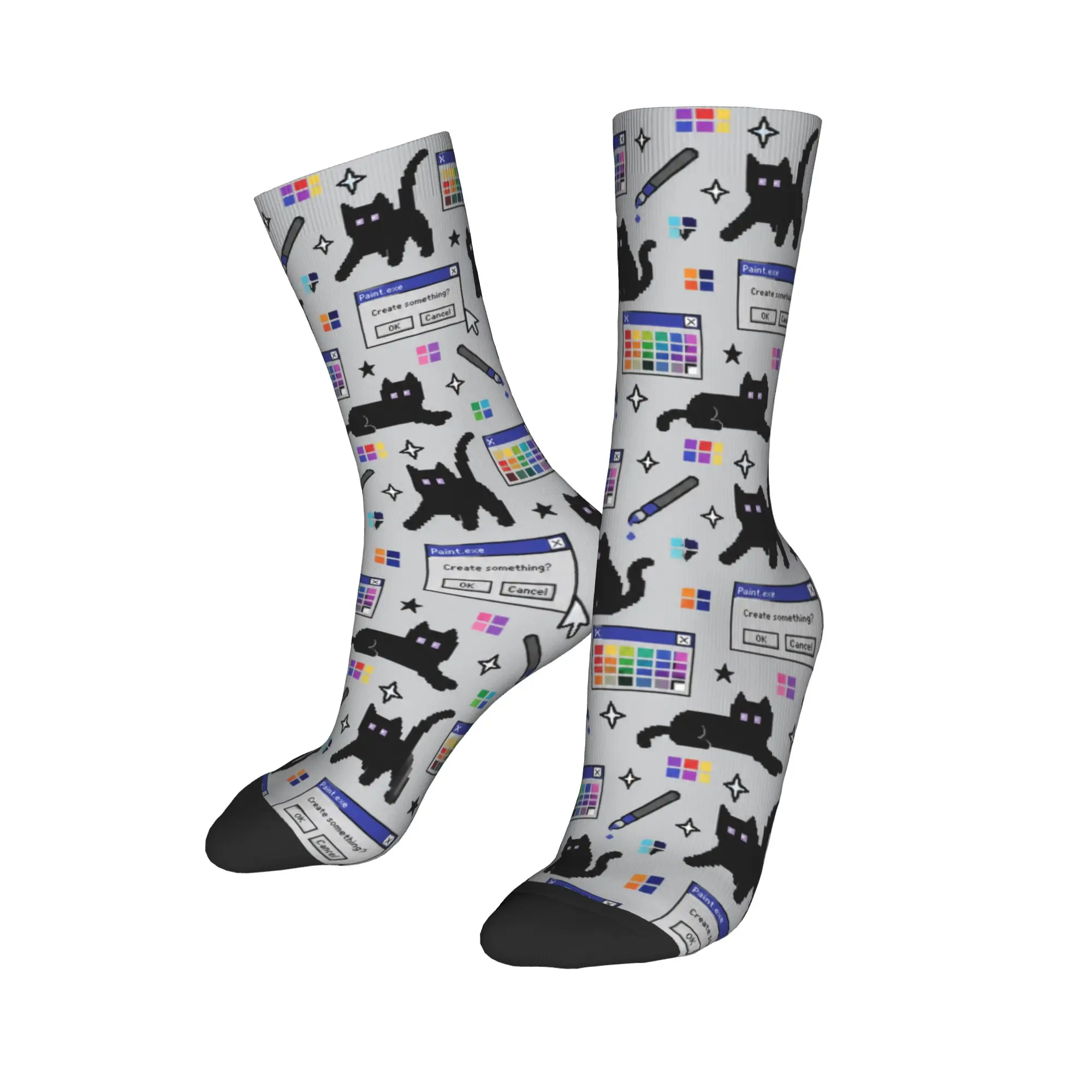 Cyber ​​retro computer system malfunction pop up window printed Socks Anti Sweat Stockings Men Medium Cycling Socks Winter Socks