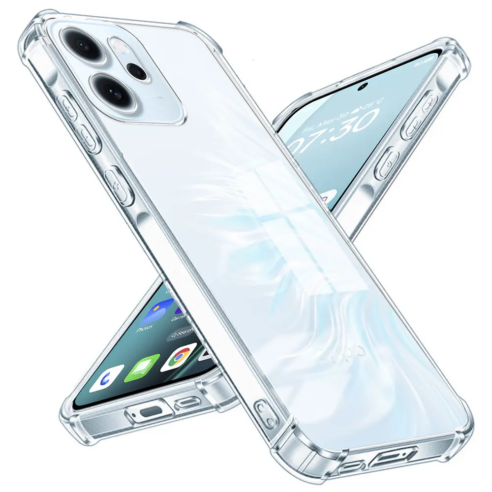 Funda de Airbag transparente a prueba de golpes para Oppo Reno14 F/13 F /Reno12 F/11 F 5G /Reno14 13 Reno12 11 Pro, funda protectora de silicona suave