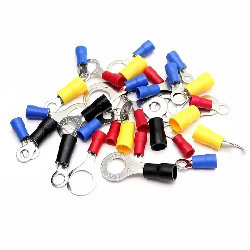 50PCS O-Type Copper Lugs RV Crimp Terminals Pre-Insulated Wire Connectors with Sleeves RV-2 RV-1.25 RV-3.5 RV-5.5 New accessorie