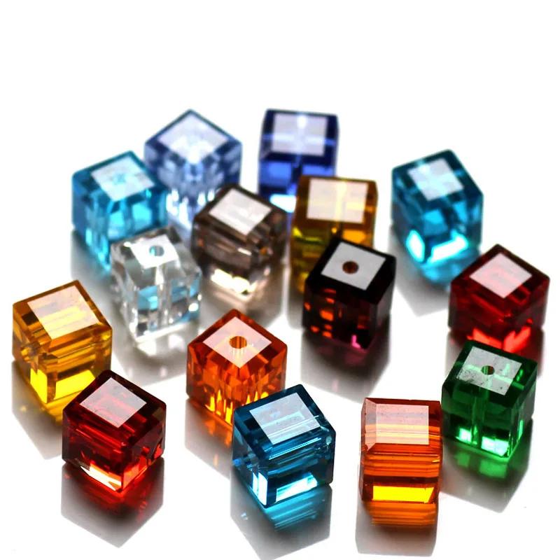 8x8mm Square Shape Austrian Crystal Beads 100pcs/lot Cube Glass Loose Spacer Bead for Jewelry Bracelet Necklace Making DIY