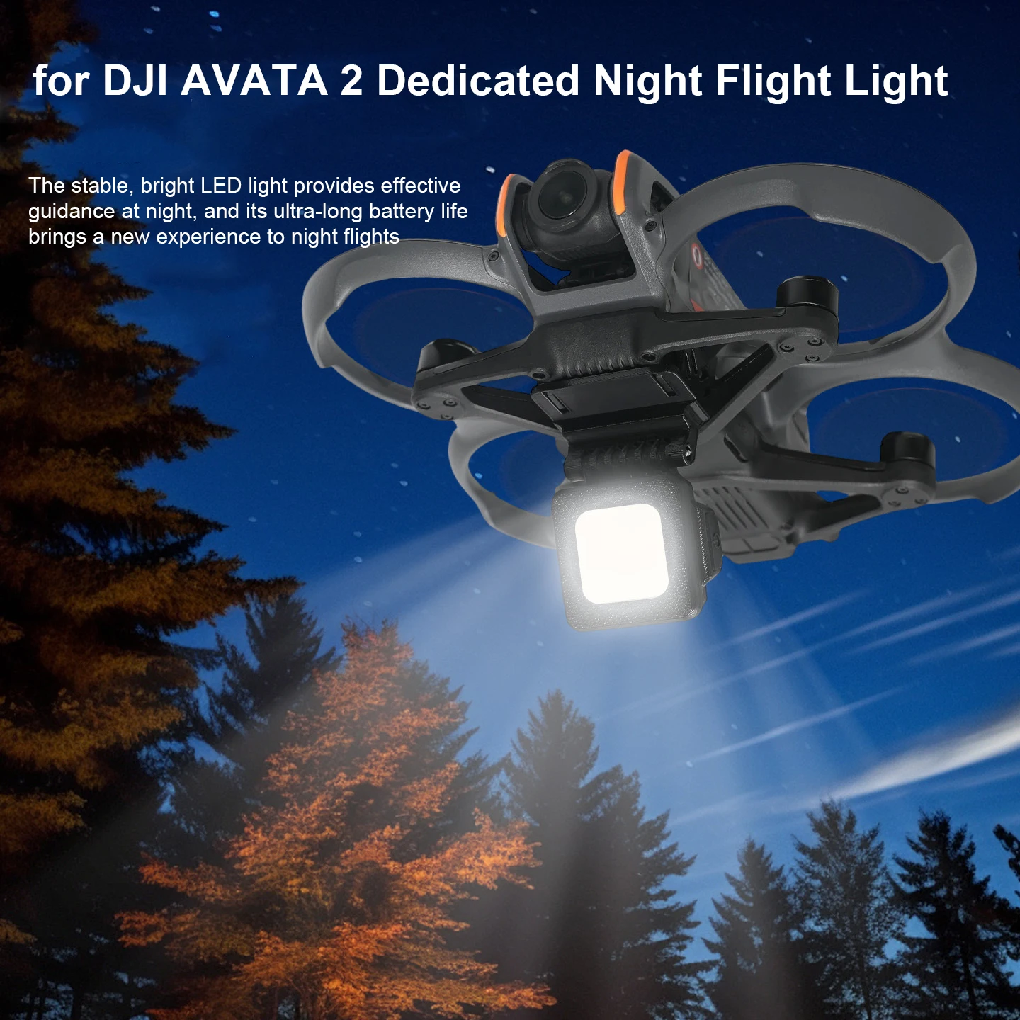

For DJI AVATA 2 Night Navigation Light 3-Mode LED with 180° Adjustment Built-in Battery 29mm Rise Protection