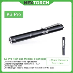 NEXTORCH K3 Pro Pen Memory Rechargeable Flashlight, High end medical,Yellow white light, ear, nose, throat, eye examination, edc