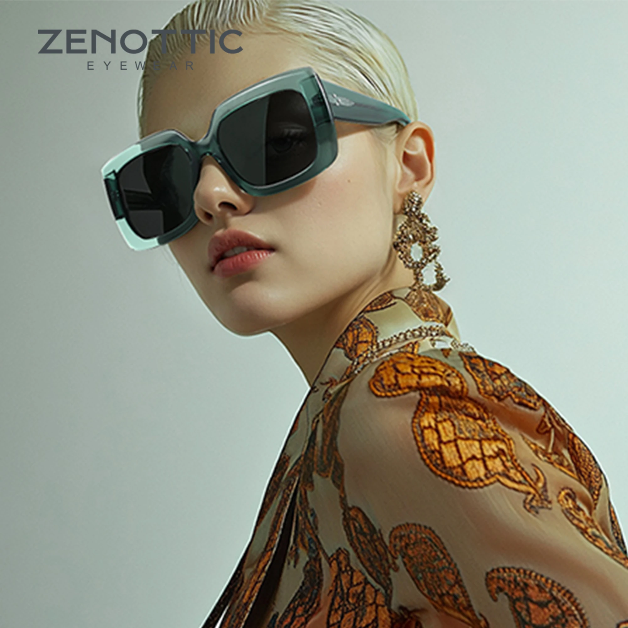 ZENOTTIC New Arrivals Women Large Rectangle Polarized Sunglasses UV400 Protection Acetate Square Sun Glasses Fashion Shade