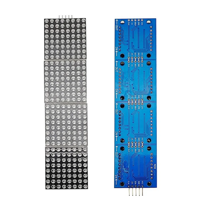 

H-W MAX7219 32X8 Модуль матричного светодиодного дисплея 4 в 1 MCU с общим катодом и 5-контактным проводом для Arduino (многоцветный), легко