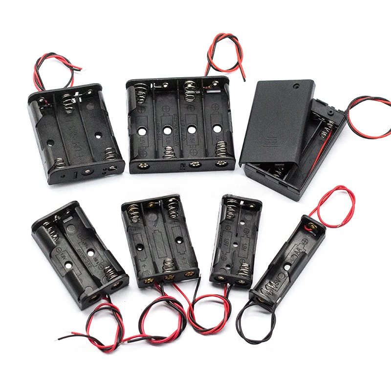 

1/5/10Pcs/lot 1/2/3/4/6/8 Slot AA Battery Holder Number 5 Battery Storage Case Battery Box Case With Cable DIY