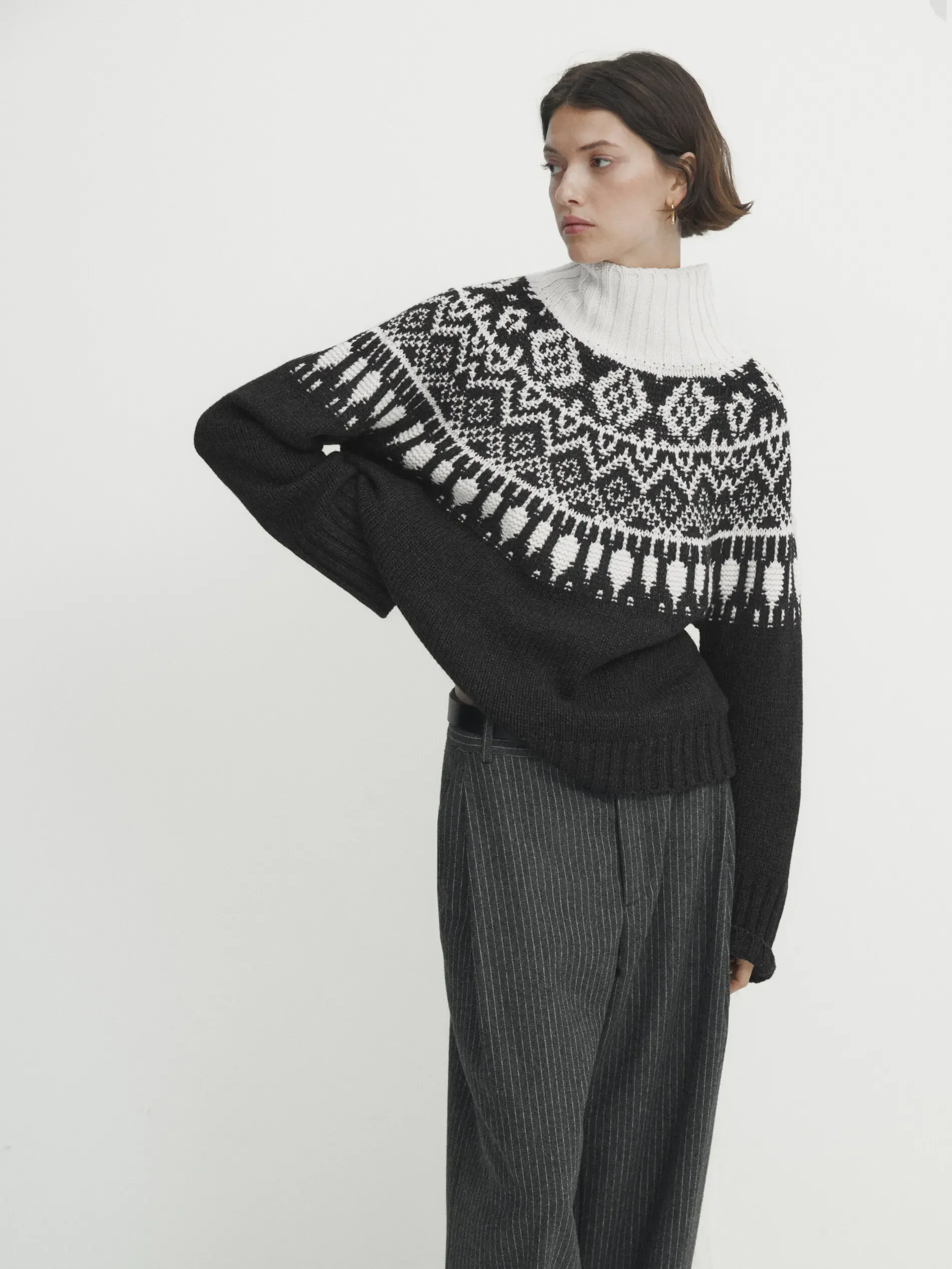 Ethereal costume 2025 massidutti spring new style of Ladies casual lazy commuter lady style jacquard turtleneck sweater