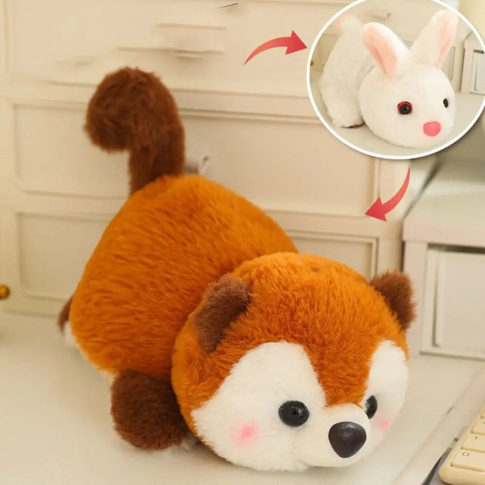 Scoiattolo reversibile su due lati Giocattoli Capibara Peluche Coniglio Peluche Bambola Gatto Morbido Cuscino Trasforma Capibara Giocattolo per bambini