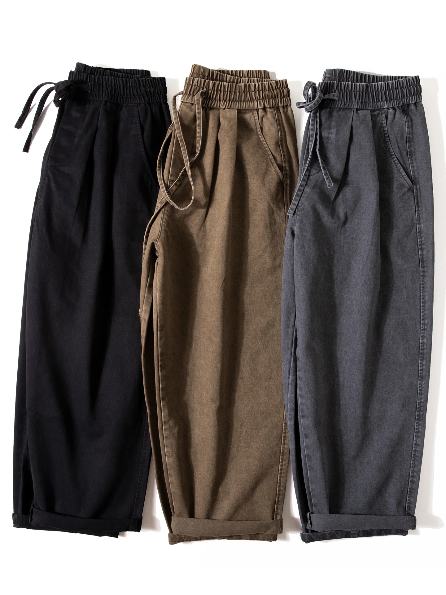 

Men's Casual Thiened Fce Harlan Wide Leg Pants Autumn Winter Loose Straight Tube Trousers Retro Sle Comfortable Fit
