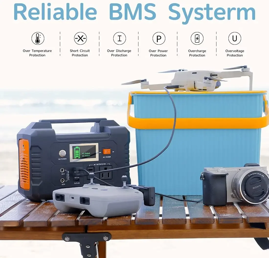 Central eléctrica portátil de 200 W, generador solar FlashFish de 40800 mAh con salida de CA de 110 V/2 puertos CC/3 puertos USB