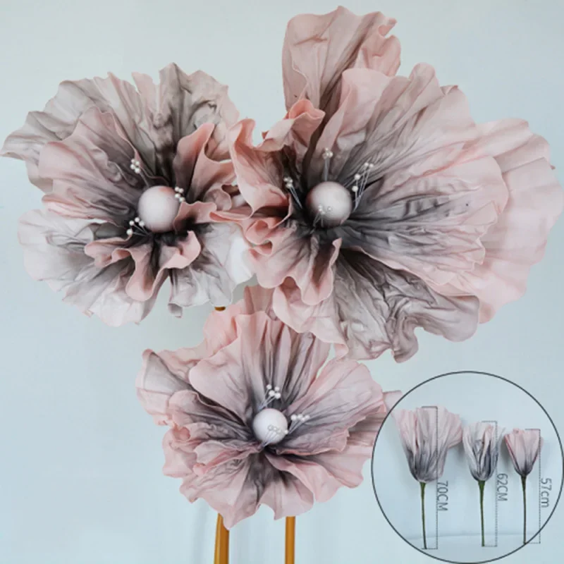 3 Pack EVA Artificial Big Poppy Flower Wedding Backdrop Decoration Road Yinhua Hotel Shopping Mall Photography Window Display