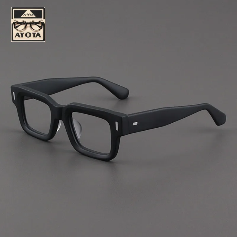 High Quality Square Eyeglass Frame Men's Acetate Retro Thick Edged Transparent Coffee Colored Women Myopia Prescription Eyewear