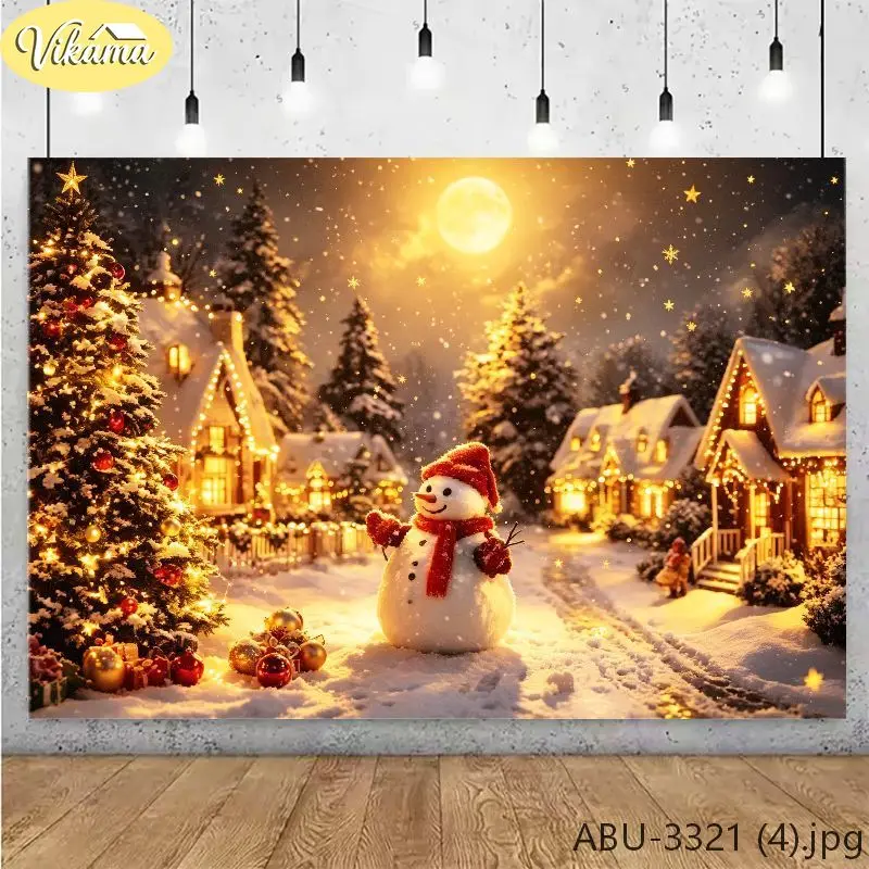 VIKAMA Snow Scene Christmas Backdrop Tapestry Wall Hanging, Wall Art for Photo Studio Party Living Room Bedroom Home Decor