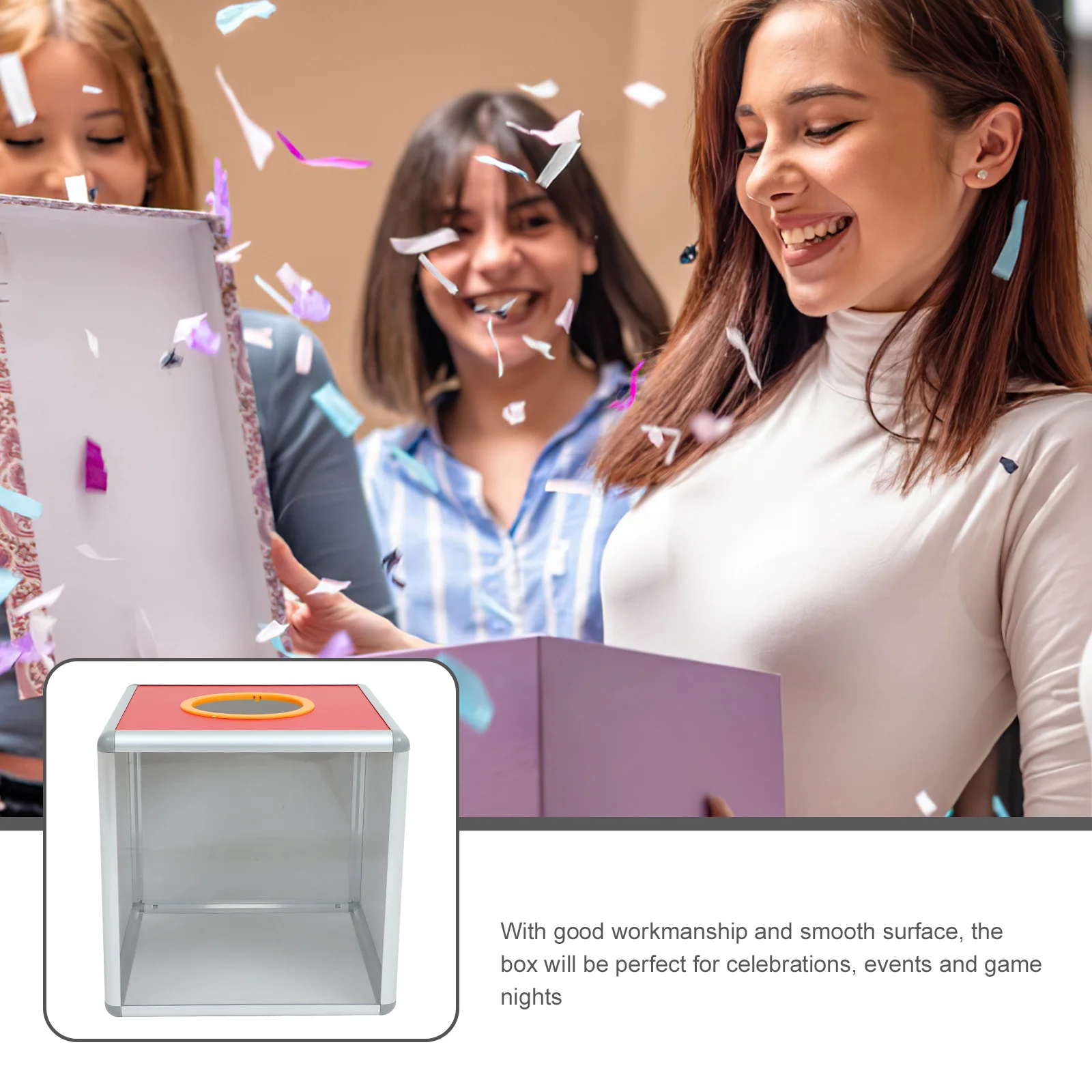 

Donation Box Red Metal Organizer for Business Cards Contest Tickets Secure Suggestion Mailbox for Office Surveys and Employee