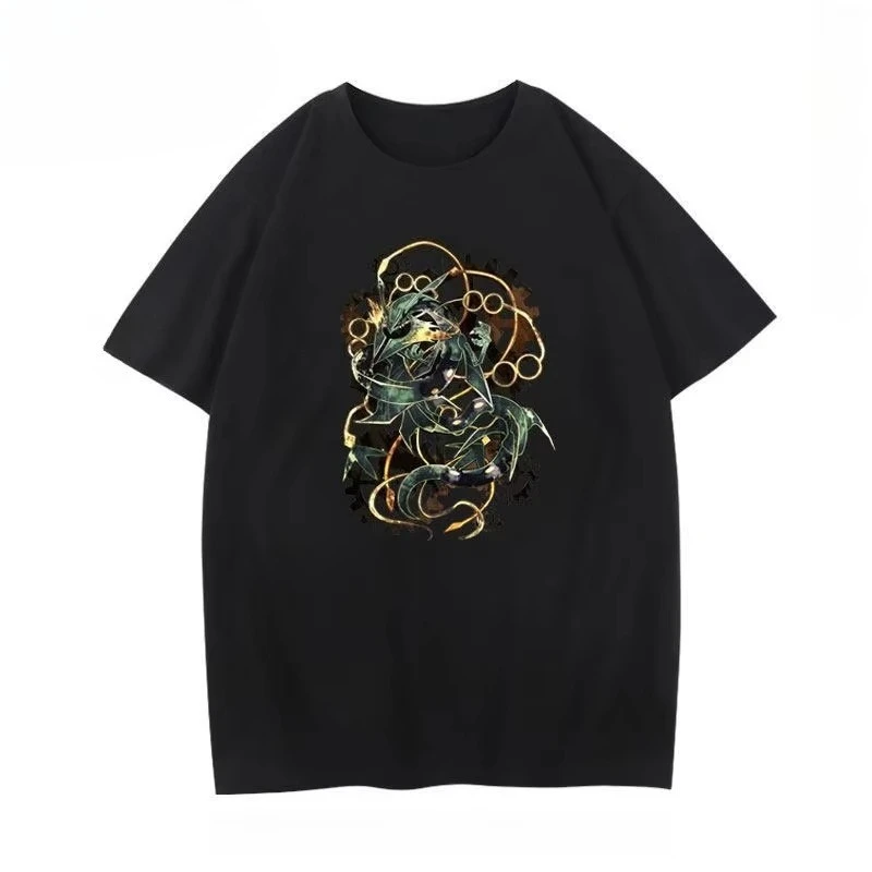

Miniso Cartoon Rayquaza Creative T-shirt Summer New Men's and Women's Y2K Loose Fashion Casual Harajuku Short Sleeved Top