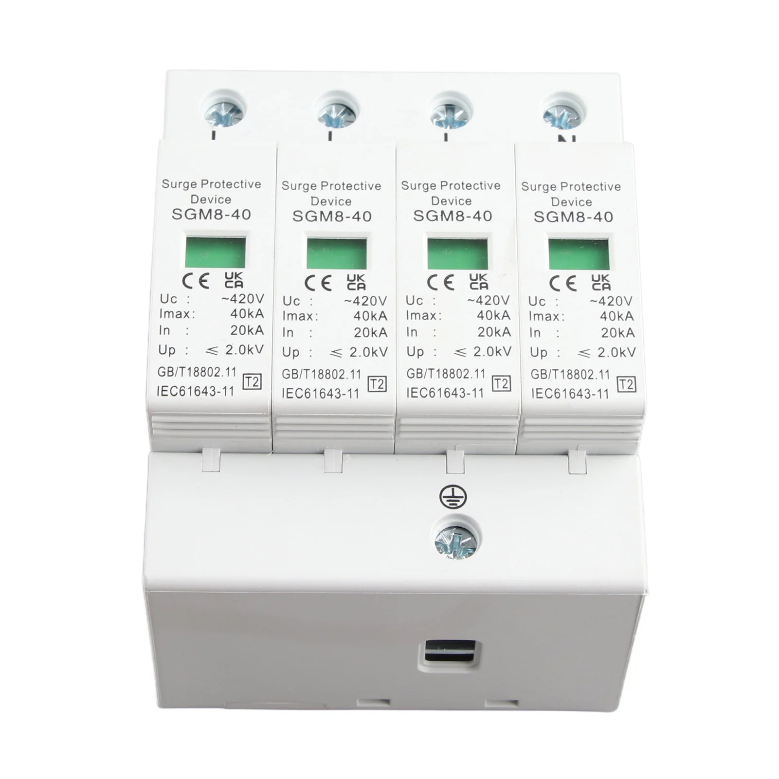 جهاز صواعق المنزل لحماية الرعد 4P 40KA House Din Rail جهاز صواعق الجهد المنخفض للرعد