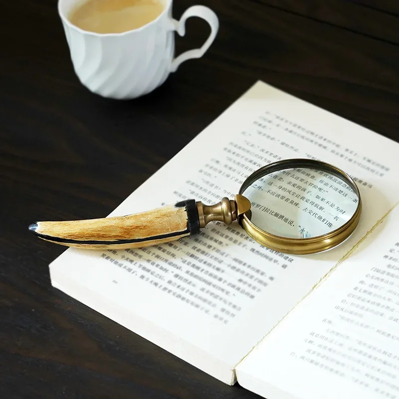 Hand-held Brass Magnifying Glass Home Office Decoration Business Gift Handmade Upscale Magnifying Glass Office Decor Crafts