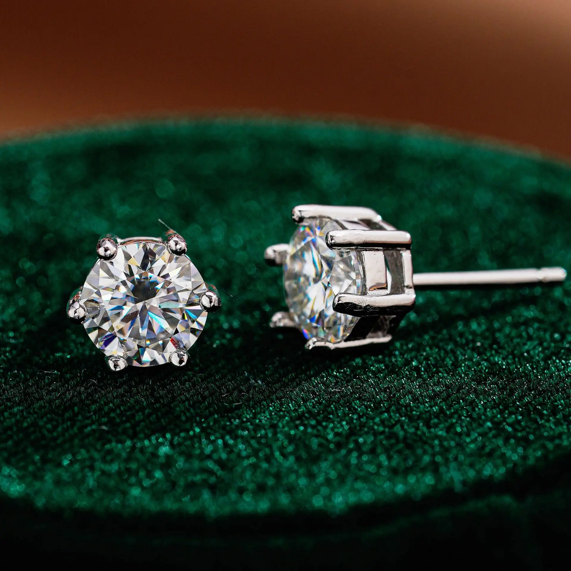 925 Silver Round Moissanite Stud Earrings for Women Men, Classic Six Prong Solitaire Moissanite Ear Studs, Dainty Sparkling Daily Piercing Jewelry, Romantic Valentine Anniversary Birthday Gift for Wedding Party Dating Minimalist Fashion Ear Accessory gallery 1