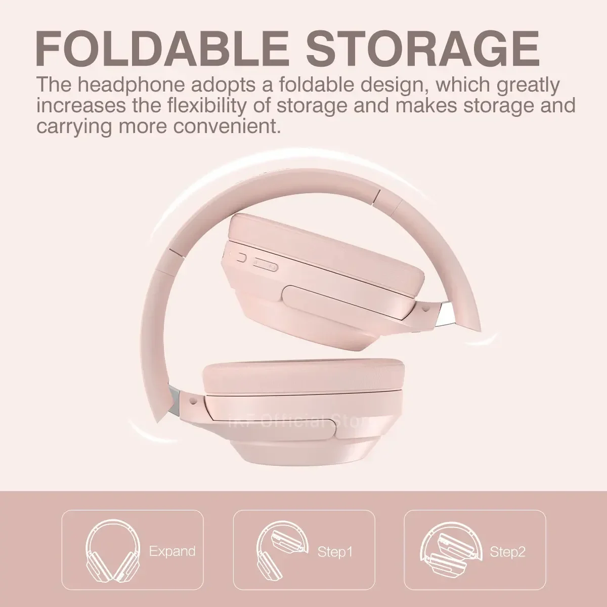 IKF-T1 Over Wireless Headphones ENC Call Noise Cancelling Bluetooth 5.4 Headset 50 Hours Playtime HiFi Game Sport Earphone