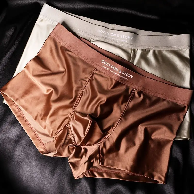 Satin Light Luxury Men's Ice Silk Briefs Men's Mulberry Silk 10A Antibacterial Base 0 Sense Premium Shorts Head Comfort Sexy - Image 5