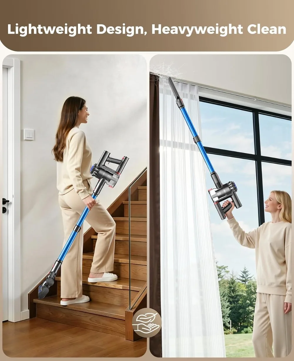 45KPA Cordless Vacuum, 45Mins Runtime, Anti-Tangle Brush, LED Display, for Home & Pet Hair view 6