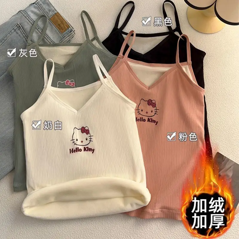 جديد سانريو الكرتون الرسوم المتحركة Hellokitty سترة دافئة المرأة سميكة سليم المناسب الداخلية العلوي للحماية الباردة هدية الكريسماس