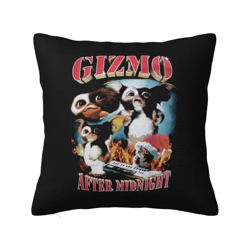 Custom Gremlinse Cushion Covers Velvet Gizmo 80s Movie Mogwai Monster Horror Retro Sci Fi Pillow for Sofa Car Square Pillowcase