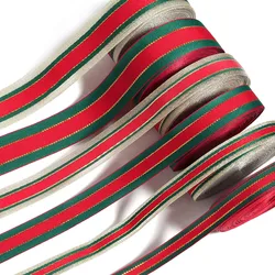  Classic Red Green Ribbons Gold Lace Polyester Grosgrain Ribbon Christmas Gift Packaging Supplies DIY Crafts Handmade Material