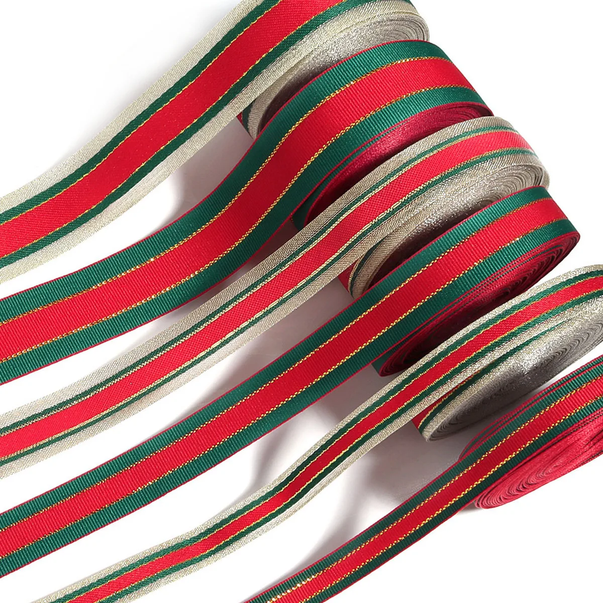 ﻿ Classic Red Green Ribbons Gold Lace Polyester Grosgrain Ribbon Christmas Gift Packaging Supplies DIY Crafts Handmade Material